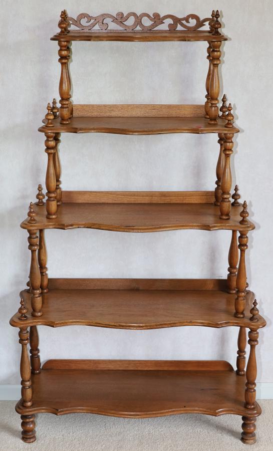 AMERICAN WHAT-NOT WALNUT SHELF, C. 1870, H 56" (1 of 3)
