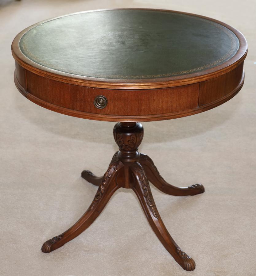 AMERICAN MAHOGANY DRUM TABLE, C. 1935, H 30" (1 of 3)