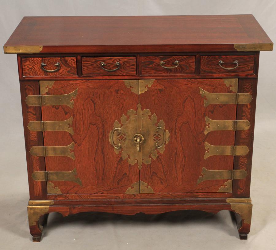 ORIENTAL MAHOGANY CABINET, H 32", W 33" (1 of 6)