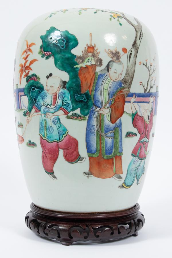 CHINESE PORCELAIN COVERED JAR, H 13" (1 of 5)