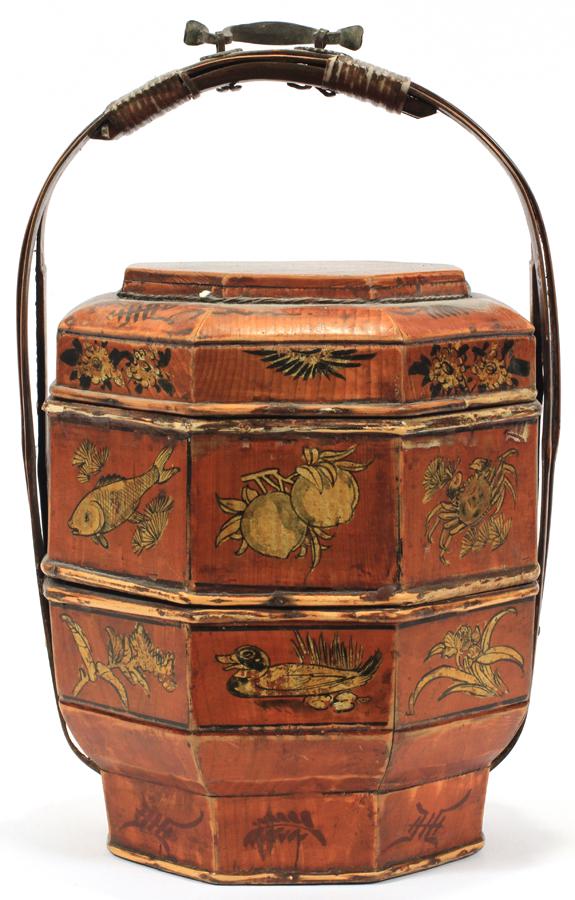 CHINESE ROSE WOOD WEDDING BASKET, 19TH C (1 of 2)