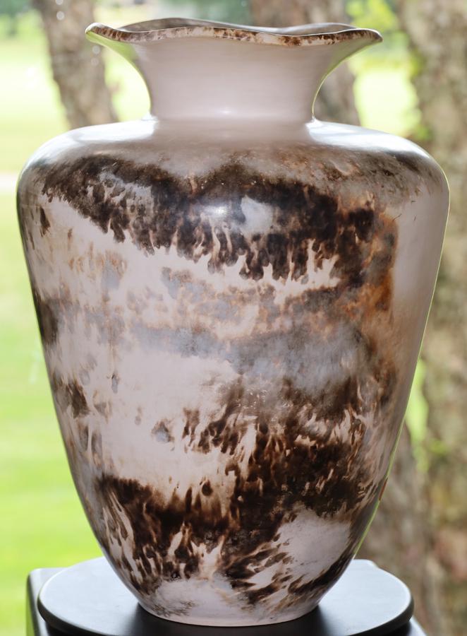 HAND-THROWN EARTHENWARE VASE, H 17" (1 of 2)