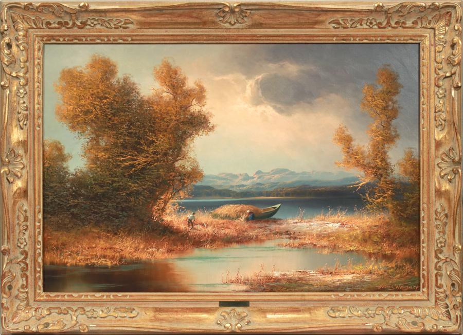 HAN WAGNER OIL ON CANVAS, FARMERS IN LANDSCAPE (1 of 4)