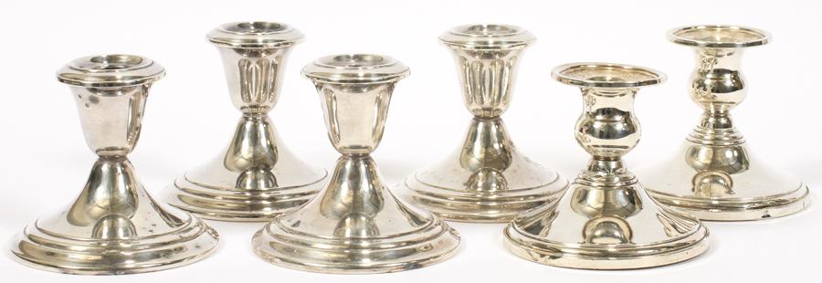 GORHAM & KMK SILVER CANDLESTICKS, 6 PCS (1 of 5)