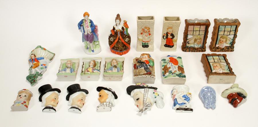 JAPANESE, PORCELAIN, WALL POCKETS, 21 PCS. (1 of 4)