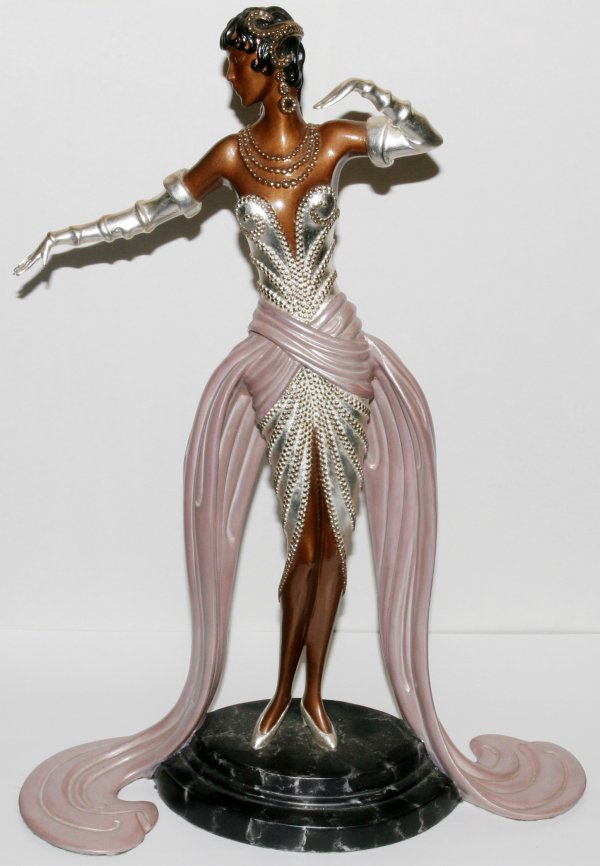 ERTE BRONZE SCULPTURE, H18", "BELLE DU BAL"