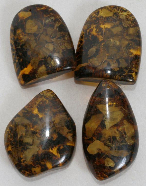 AMBER PENDANTS W/INSECTS & PLANT LIFE