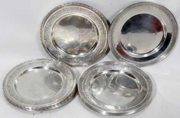 STERLING SILVER BUTTER PLATES, RW& S TWO SETS