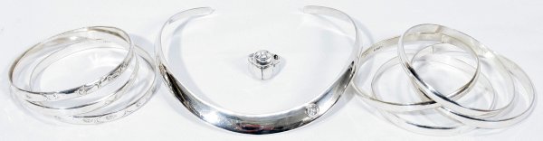 STERLING 925 BANGLE BRACELETS CHOKER NECKLACE