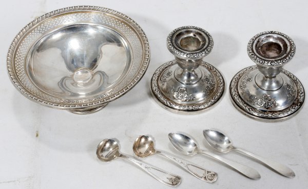 STERLING WEIGHTED COMPOTE FISHER CANDLESTICKS