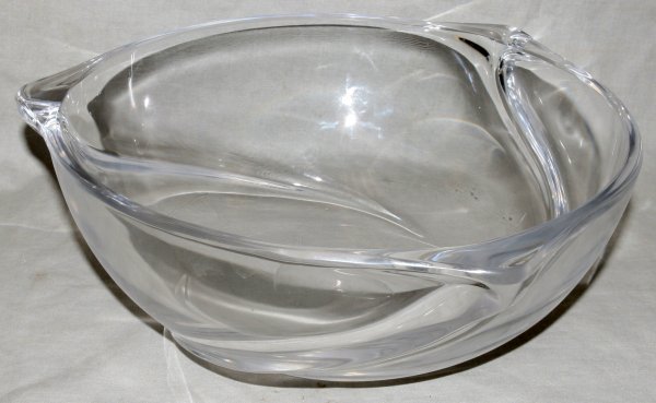 BLOWN GLASS BOWL, SIGNED, H 3", DIA 9"