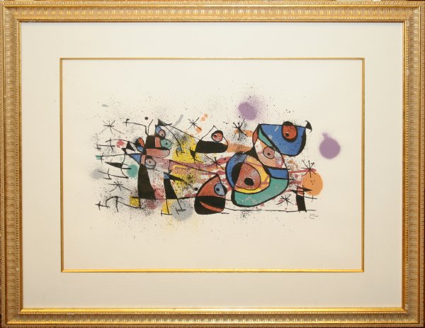 JOAN MIRO LITHOGRAPH, 22 1/2" X 30", ABSTRACT