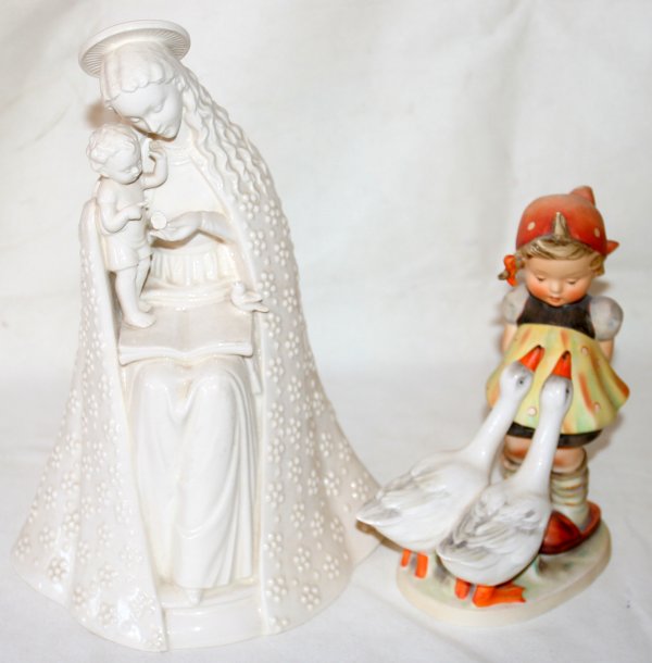 GOEBEL PORCELAIN MADONNA AND CHILD, & HUMMEL