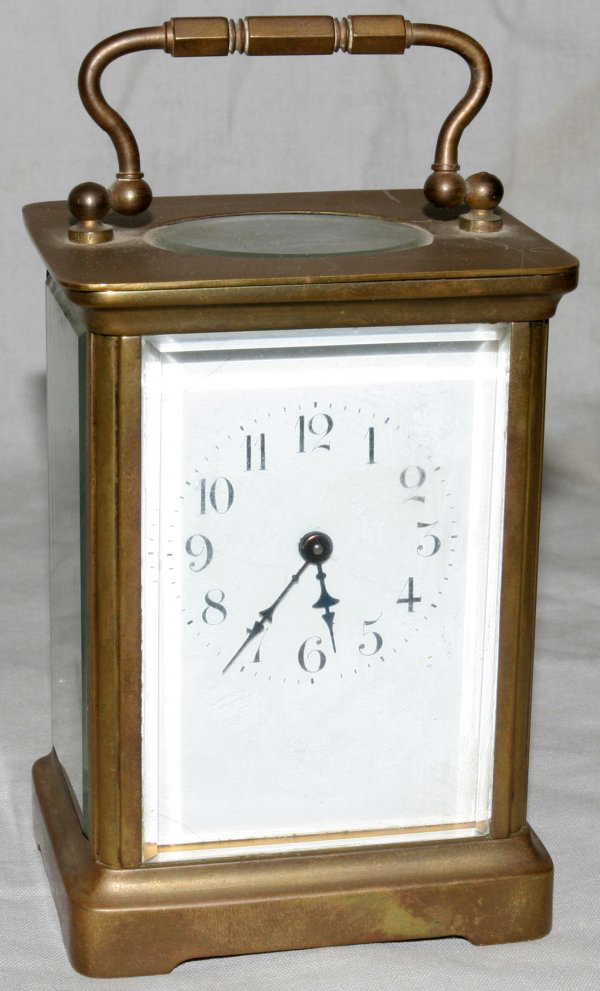 012198 H & H, FRENCH BRASS AND GLASS CARRIAGE CLOCK