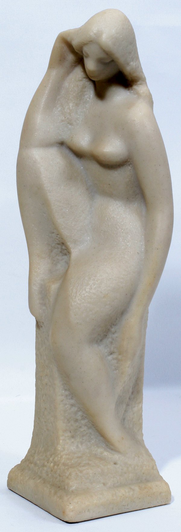 VINCENT GLINSKY WHITE MARBLESTONE SCULPTURE: VINCENT GLINSKY (RUSSIAN 1895 - 1975) WHITE MARBLESTONE SCULPTURE H 13 1/4" 'THE RIVER':