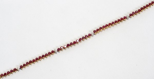RUBY AND DIAMOND 14 KT GOLD BRACELET