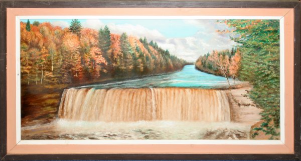 PAUL DOMKE SR OIL ON BOARD, TAHQUAMENON FALLS
