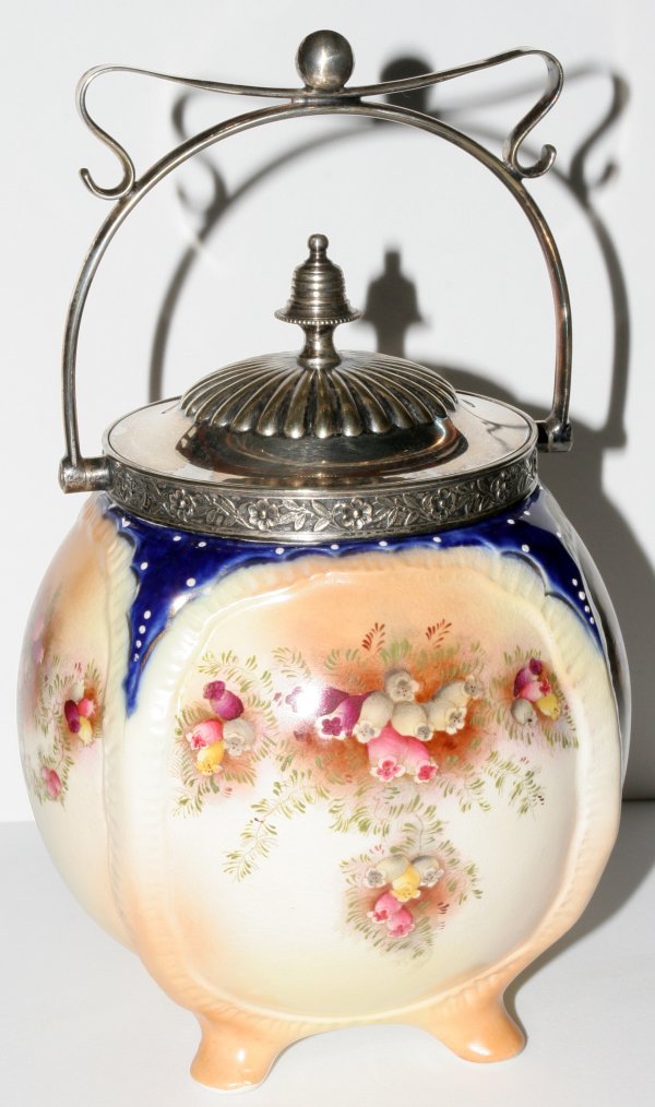 CARLTON WARE BISCUIT JAR W/SHEFFIELD LID