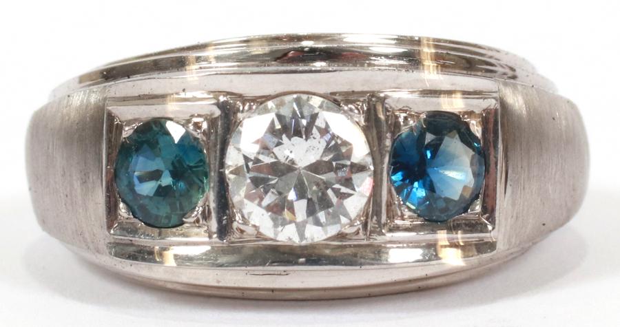 DIAMOND, SAPPHIRE & 14KT GOLD RING (1 of 4)