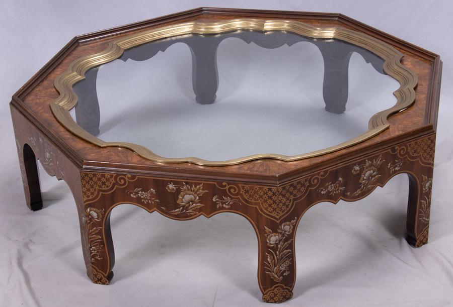 BAKER CHINOISERIE STYLE WALNUT & BRASS TABLE (1 of 4)
