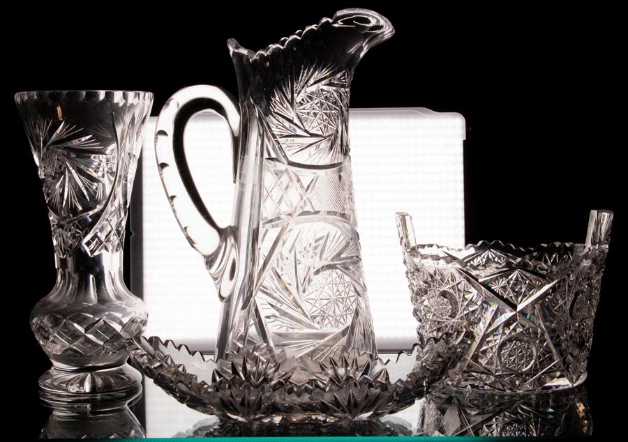 CUT CRYSTAL PITCHERS, VASES & DISHES (1 of 7)