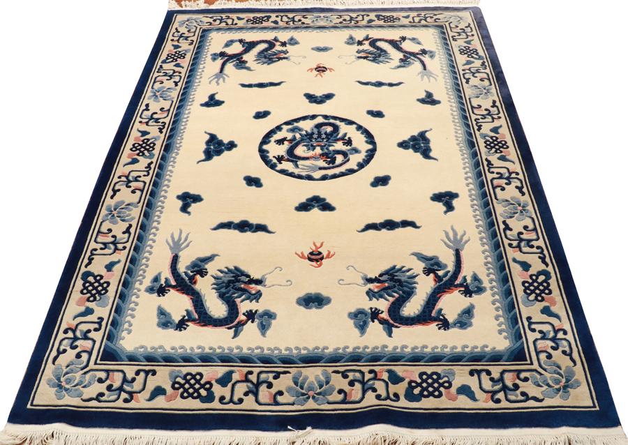 CHINESE HAND WOVEN WOOL CARPET, W 65", D 94" (1 of 2)
