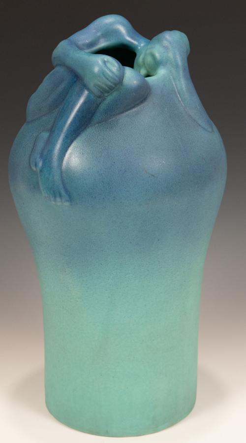 VAN BRIGGLE POTTERY "DESPONDENCY" VASE H 14" (1 of 4)