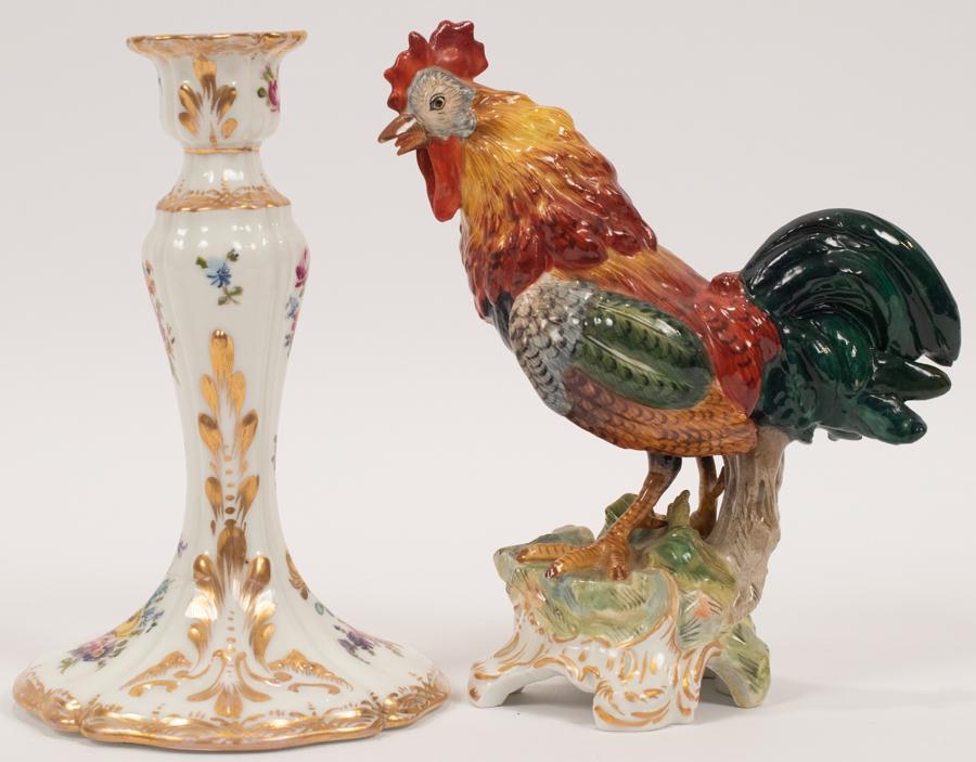 GERMAN DRESDEN  PORCELAIN  ROOSTER  H 7" (1 of 5)