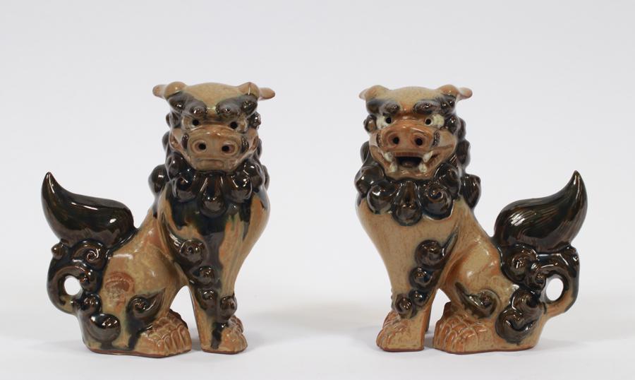 CHINESE STYLE TERRACOTTA FOO DOGS, PAIR (1 of 2)