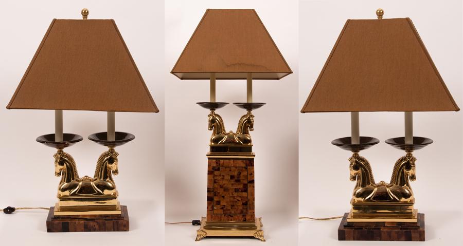 BRASS & FAUX TORTOISESHELL TABLE LAMPS, 3 PCS (1 of 8)