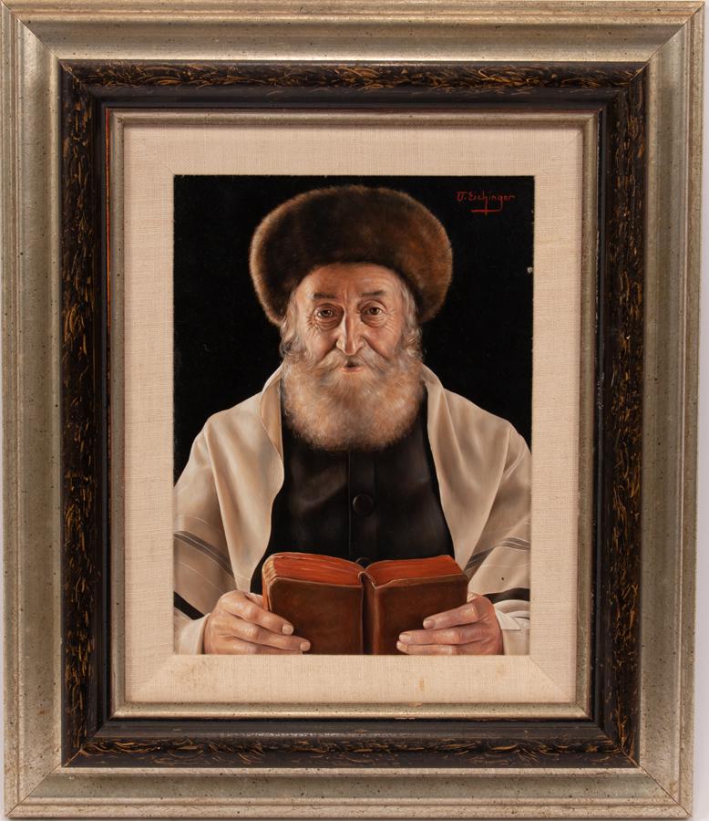 OTTO EICHINGER OIL ON MASONITE, PORTRAIT OF RABBI (1 of 3)