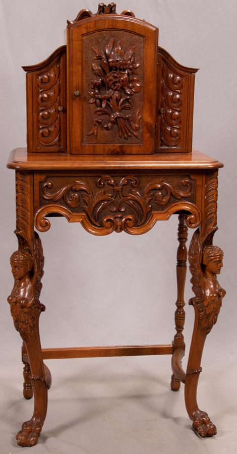 FLORENTINE STYLE CARVED WALNUT CABINET, C. 1900 (1 of 5)