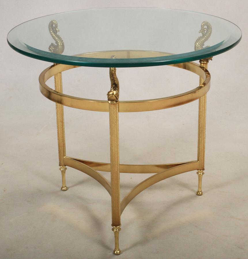 HOLLYWOOD REGENCY STYLE BRASS & GLASS TOP TABLE (1 of 4)