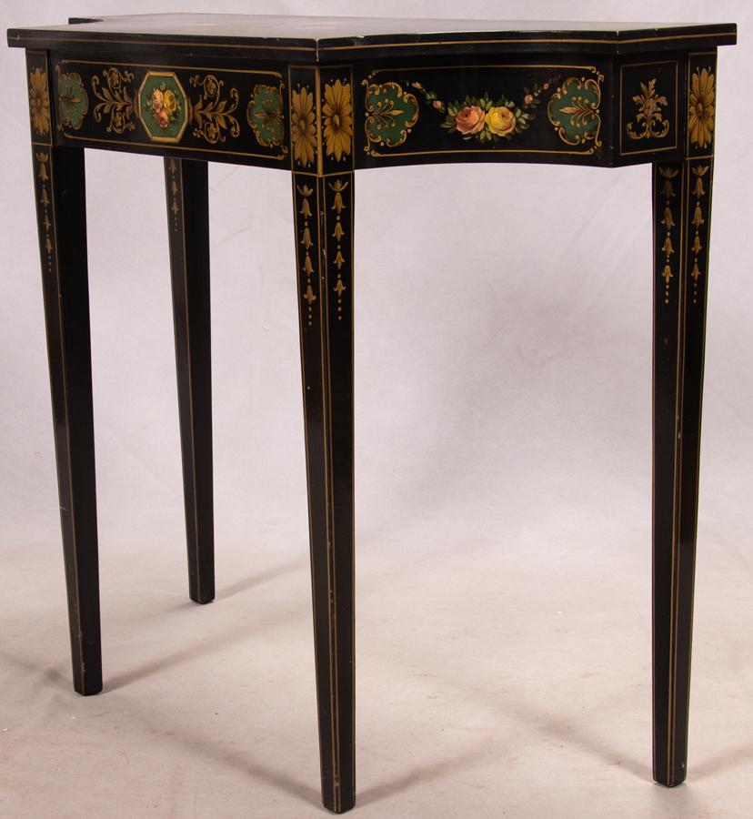 HEPPLEWHITE STYLE BLACK LACQUER WOOD CONSOLE (1 of 3)