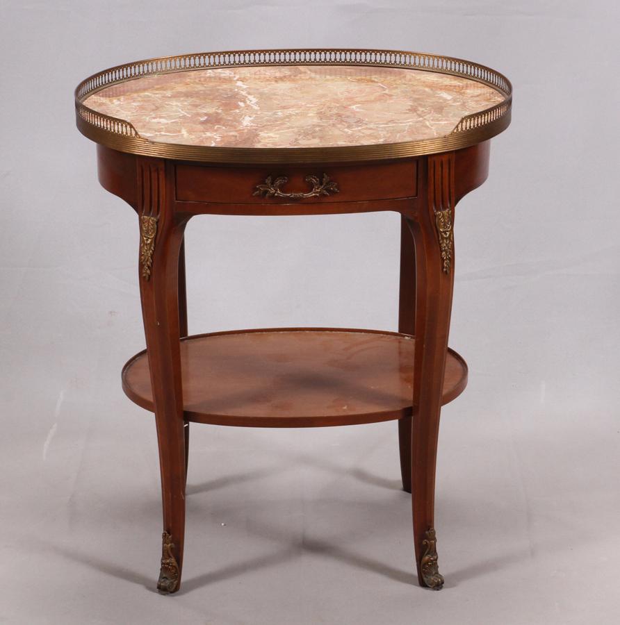 TROUVAILLES INC. LOUIS XV STYLE MARBLE TOP TABLE (1 of 5)