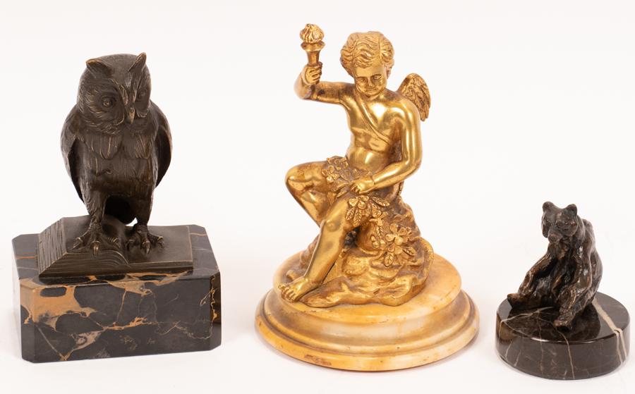 MINIATURE BRONZE & METAL SCULPTURES, 3 PCS (1 of 5)