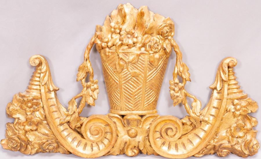 NEOCLASSICAL GILT WOOD WALL PLAQUE, H 17", W 29" (1 of 3)