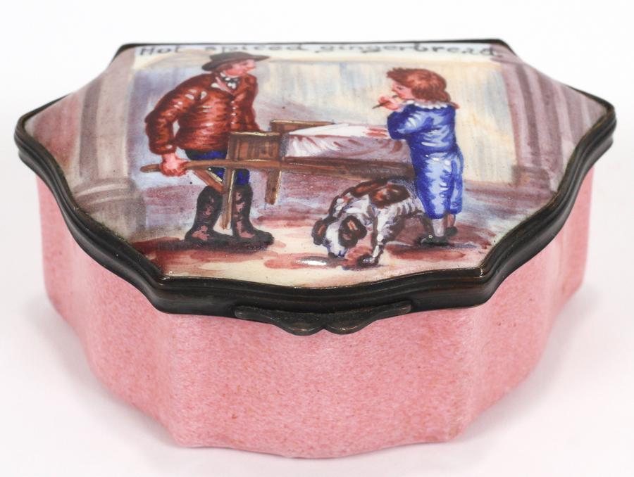 ENGLISH BILSTON ENAMEL BOX 18TH.C. W 2.7" D 2" (1 of 4)