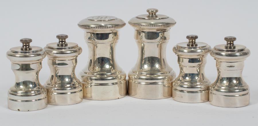 ITALIAN WEIGHTED STERLING SALT & PEPPERS, 6 PCS (1 of 8)