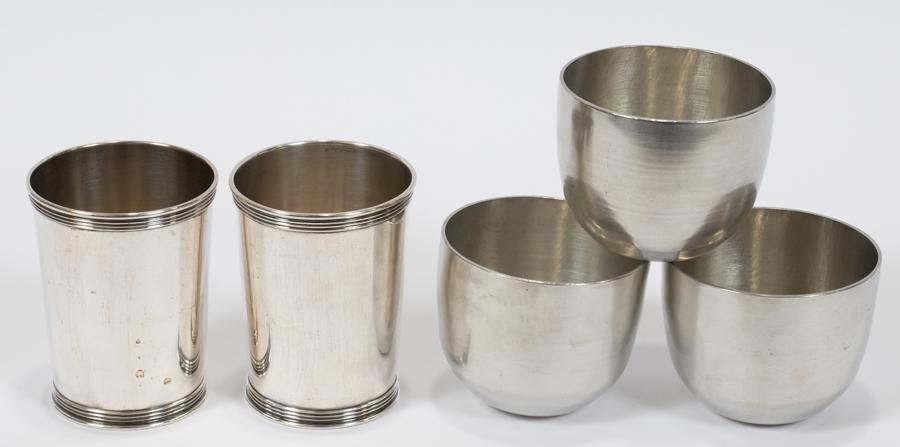MANCHESTER STERLING + WHITE METAL CUPS, 5 PCS (1 of 3)