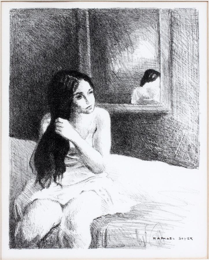 RAPHAEL SOYER LITHOGRAPH, SEATED GIRL (1 of 5)