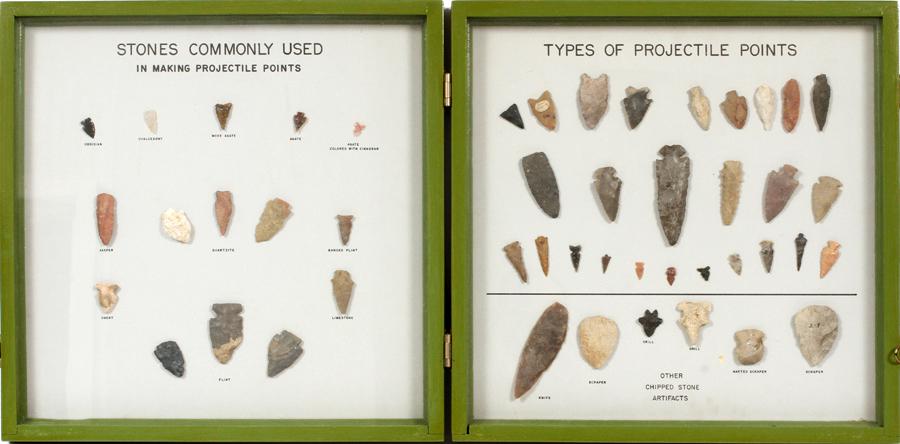 FRAMED COLLECTION OF ARROWHEADS AND OTHER TOOLS (1 of 2)