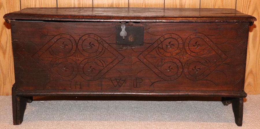PENNSYLVANIA CARVED PINE CHEST, 19TH C (1 of 3)