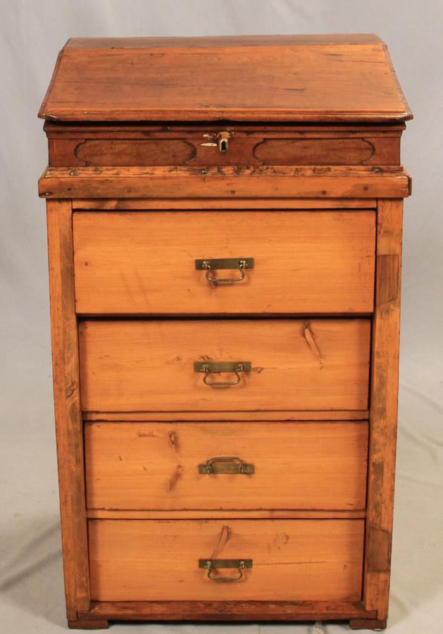 PINE CABINET WITH WRITING DESK TOP, 19TH C (1 of 2)