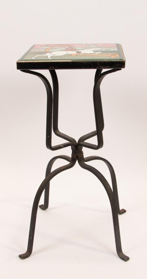 FOX HUNTING CERAMIC TILE & WROUGHT IRON TRIVET (1 of 2)