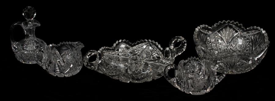 BRILLIANT PERIOD CUT GLASS BOWLS, CREAMER, SUGAR (1 of 1)
