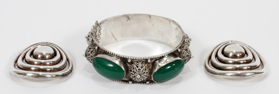 STERLING EARRINGS & BANGLE BRACELET (1 of 4)
