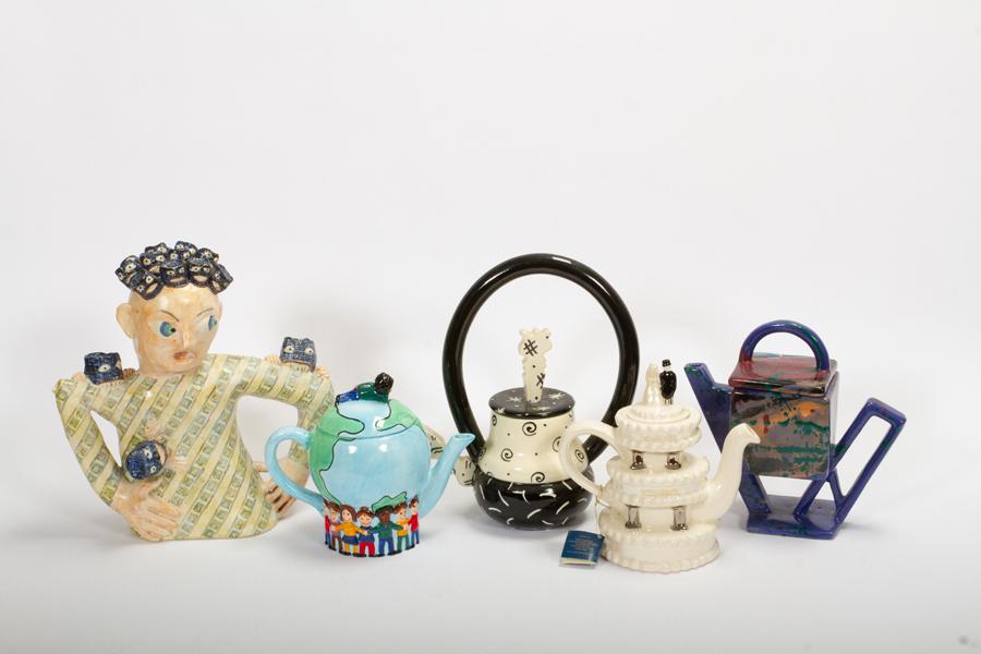 CERAMIC TEAPOTS BY PAKELE, NIELSON ETC LOT OF FIVE (1 of 1)