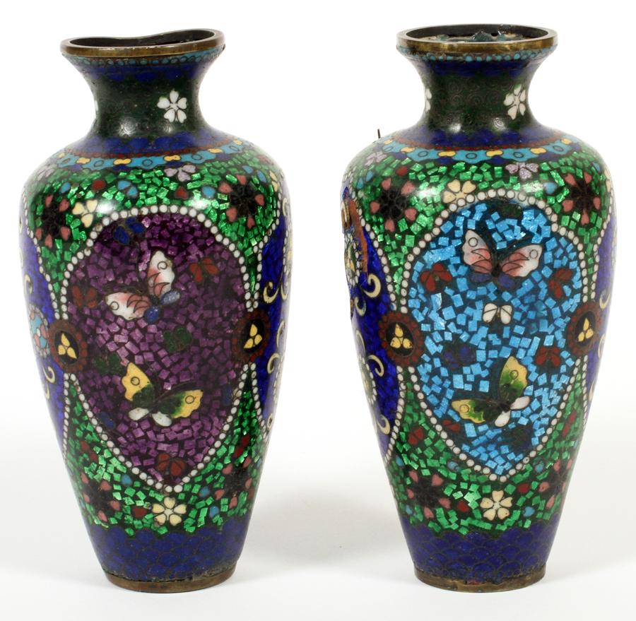 PAIR CHINESE CLOISONNE VASES 19TH.C. (1 of 4)