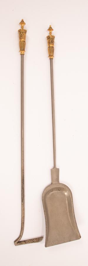 EUROPEAN BRONZE AND PEWTER FIREPLACE TOOLS (1 of 3)